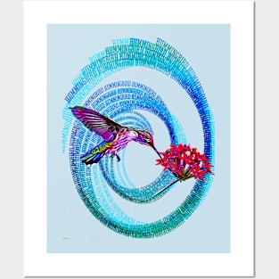 Hummingbird and flowers Posters and Art